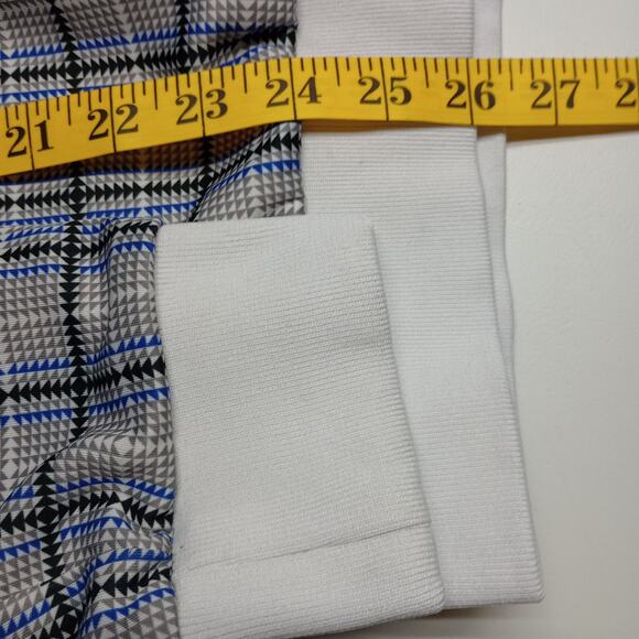 Jian Wang Men Plaid Track LS Activewear Jacket Blue - Picture 6 of 6